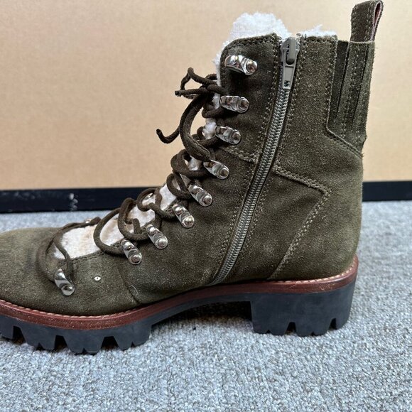 Jeffrey Campbell Culvert Mountaineering Olive Green Suede & Sherpa Boot Sz 10 - Picture 7 of 8
